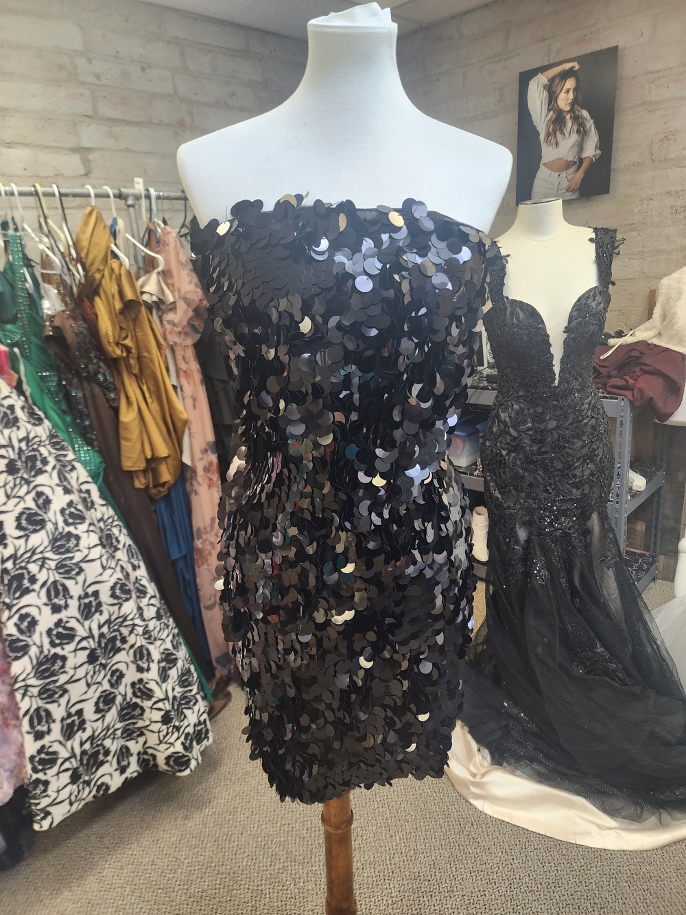 Forever 21 Black Sequin Strapless Mini Dress